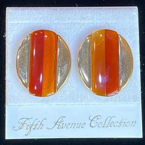 FAC Vintage Flattery Clasp Earrings with Carnelian